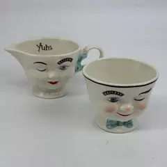 1996 Limited Edition Bailey's Irish Cream Winking Face Creamer and Sugar Bowl