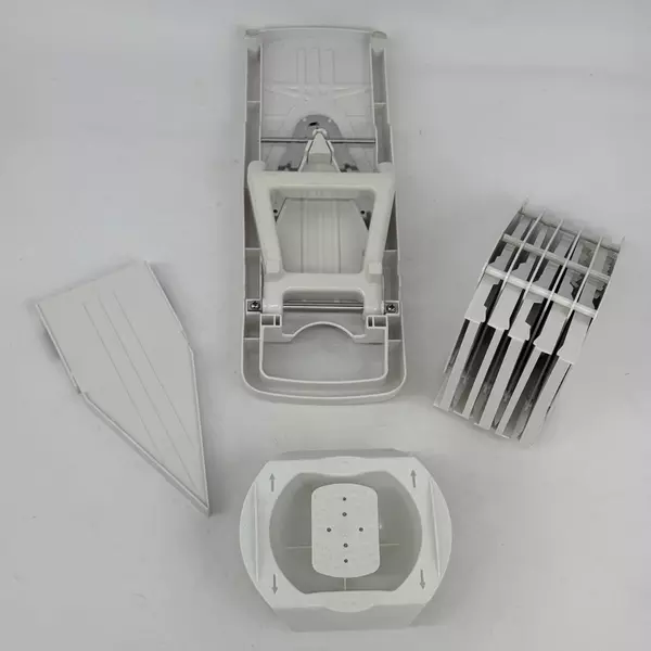 White Plastic Kitchen Mandolin With 3 V Blades 4 Inserts Storage Rack