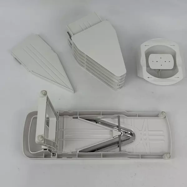 White Plastic Kitchen Mandolin With 3 V Blades 4 Inserts Storage Rack