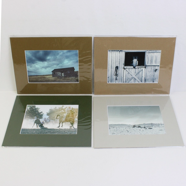 Lot of 4 New Rustic/Horse/Barn Scenes Matted Photographs 8x10"