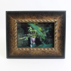 Heavy Embossed Metallic-Looking Finish Wood Frame Lily Print Holds 8 x 10"