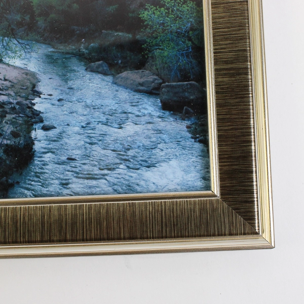 Vintage Framed Print Mountain/River Scene 8"x10"