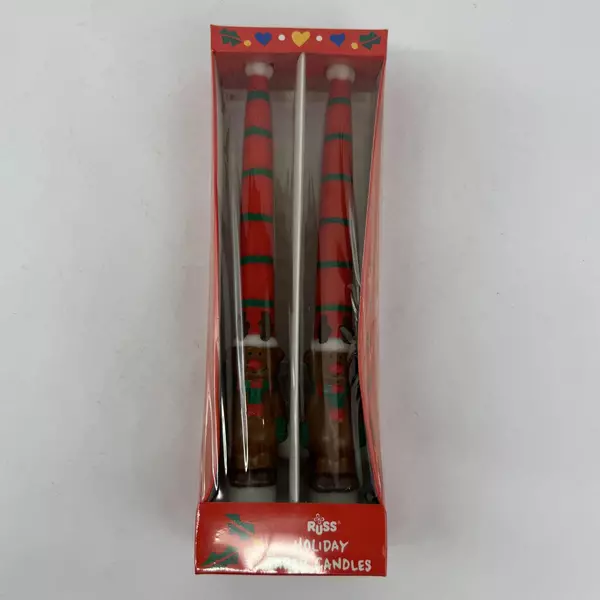 Russ Reindeer Holiday Christmas Taper Candles New Sealed