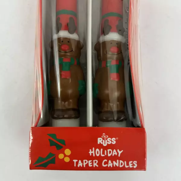 Russ Reindeer Holiday Christmas Taper Candles New Sealed