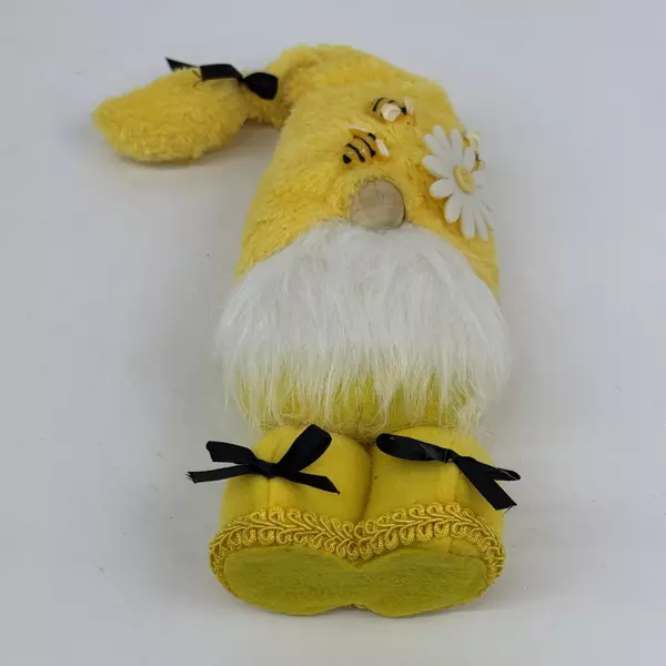 9 Inch Bee Gnome Plush Yellow With White Beard