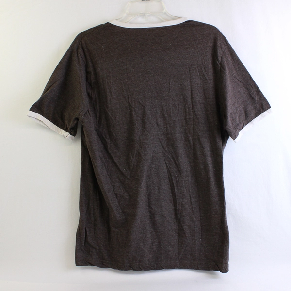 Carbon Dark Brown Cotton Blend Henley T-Shirt Men's Size Large