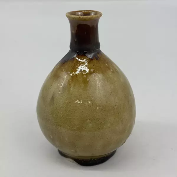 Handmade Tan Ceramic Vase Signed And Dated 6.25