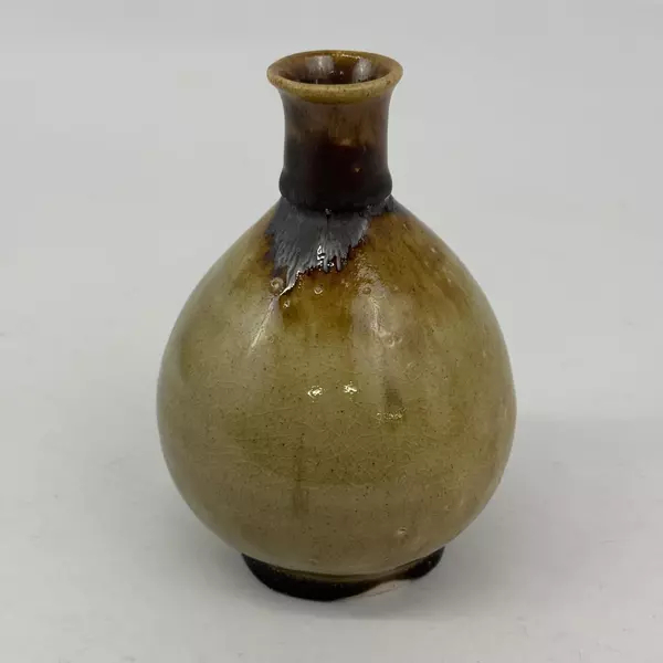 Handmade Tan Ceramic Vase Signed And Dated 6.25