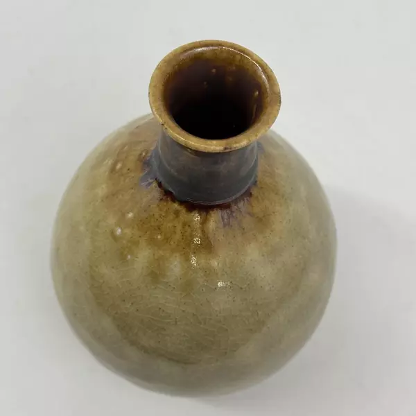 Handmade Tan Ceramic Vase Signed And Dated 6.25