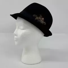 100% Wool Black Women's Fedora With Brown Feathers One Size Fits Most
