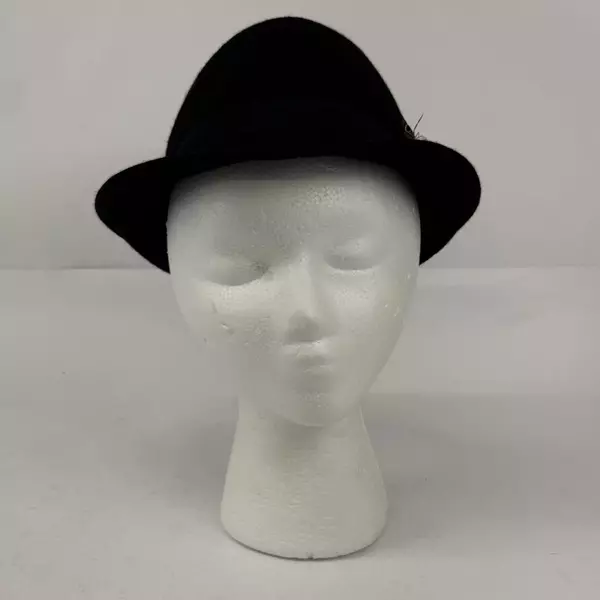 100% Wool Black Women's Fedora With Brown Feathers One Size Fits Most