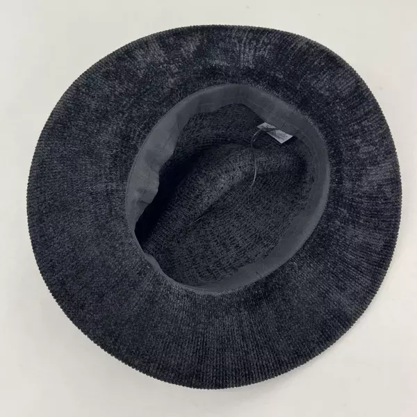 Black Acrylic And Polyester Women's Wide Brim Fedora Hat With Glass Beaded Band