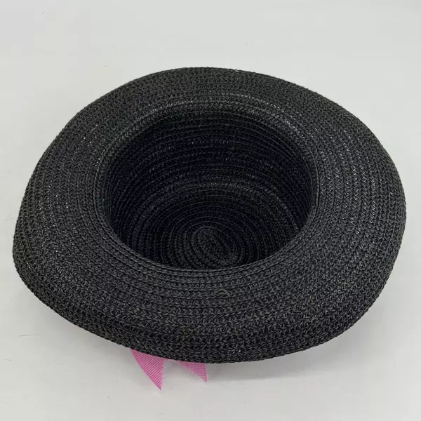 Women's Paper And Nylon Boater Hat With A Pink Band And Flower