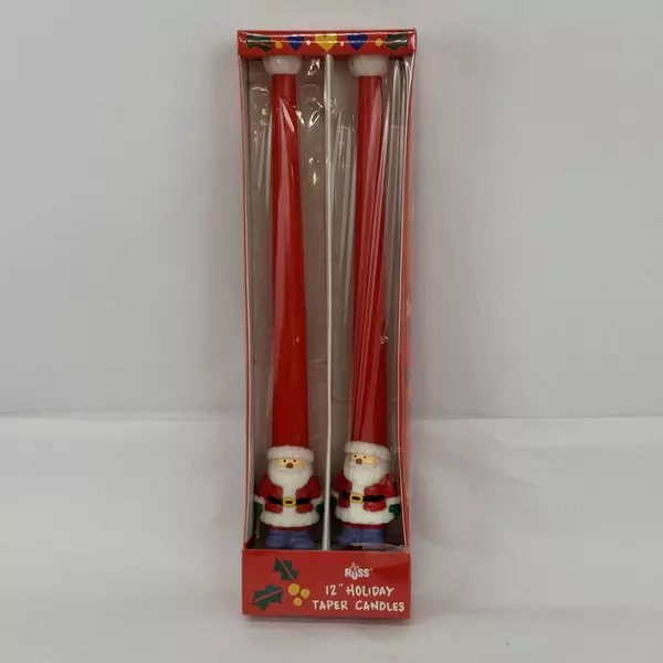 Vintage Russ Santa Claus Candles 12" Tapers Original Box Unused