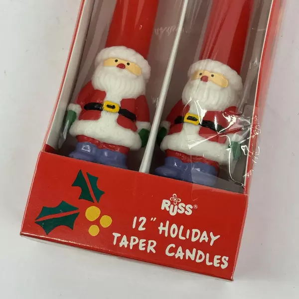 Vintage Russ Santa Claus Candles 12" Tapers Original Box Unused