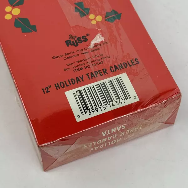 Vintage Russ Santa Claus Candles 12" Tapers Original Box Unused