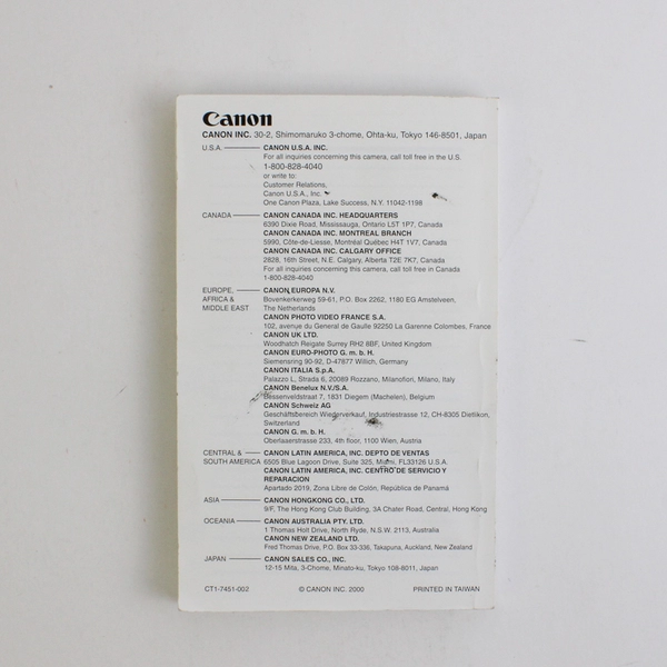 Owners Manual for Canon Elph LT260, IXUS Z50 Camera 