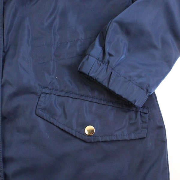 FOREVER 21 Women's S Dark Blue Hooded Rain Jacket with Gold Hardware