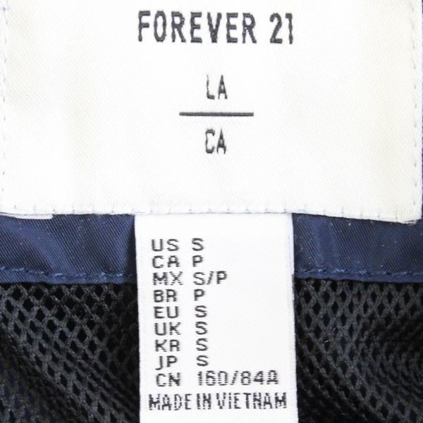 FOREVER 21 Women's S Dark Blue Hooded Rain Jacket with Gold Hardware