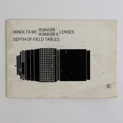 Minolta Depth of Field Tables for Rokkor Lenses Vintage Camera Accessory