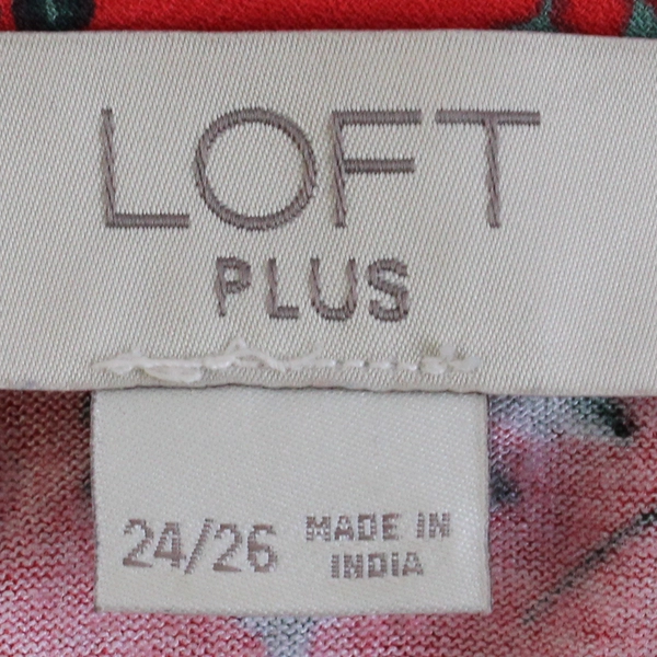 Loft Plus Floral On Red Background Sleeveless Blouse Women's Size 24/26