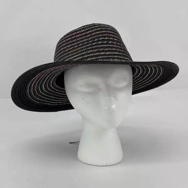 Black International Concepts One Size Paper And Polyester Wide Brim Sun Hat