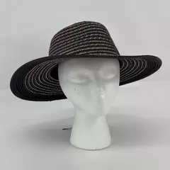 Black International Concepts One Size Paper And Polyester Wide Brim Sun Hat