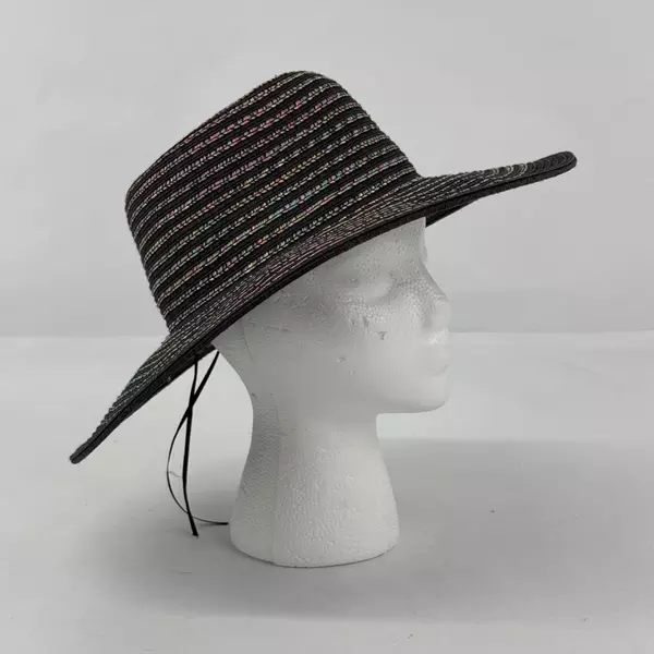 Black International Concepts One Size Paper And Polyester Wide Brim Sun Hat