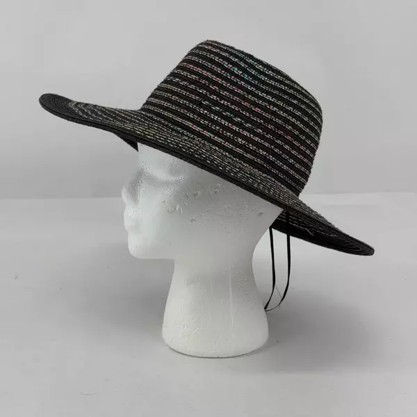 Black International Concepts One Size Paper And Polyester Wide Brim Sun Hat