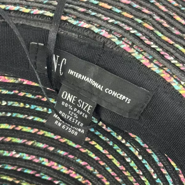 Black International Concepts One Size Paper And Polyester Wide Brim Sun Hat