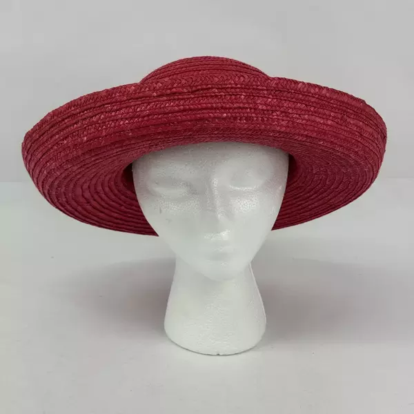 Red Scala Collection Straw Boater Hat Size 57 CM Medium