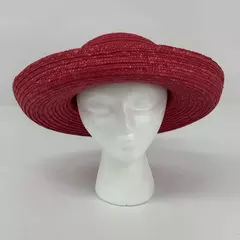 Red Scala Collection Straw Boater Hat Size 57 CM Medium