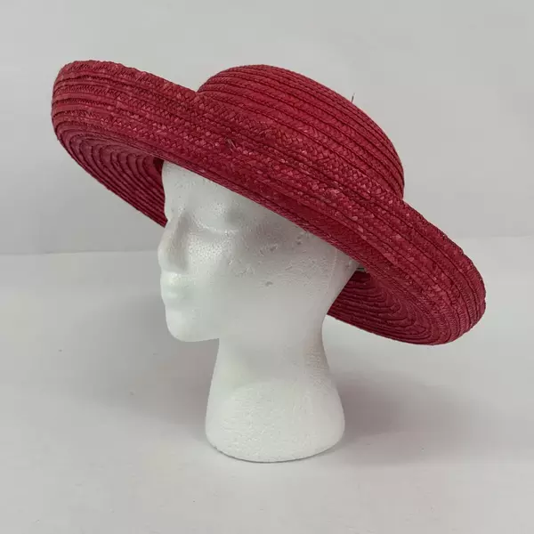 Red Scala Collection Straw Boater Hat Size 57 CM Medium