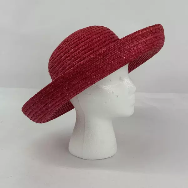 Red Scala Collection Straw Boater Hat Size 57 CM Medium