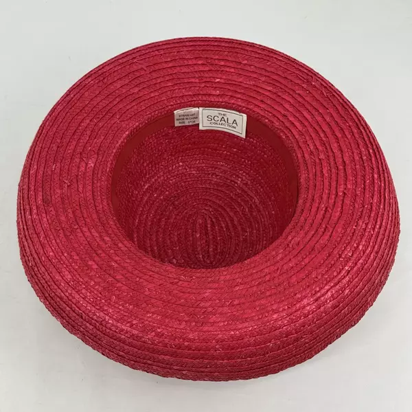 Red Scala Collection Straw Boater Hat Size 57 CM Medium