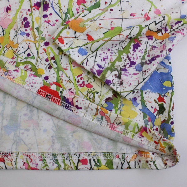 Unbranded Paint Splatter Flower Print Quarter Length Sleeve Shirt Women's Size L