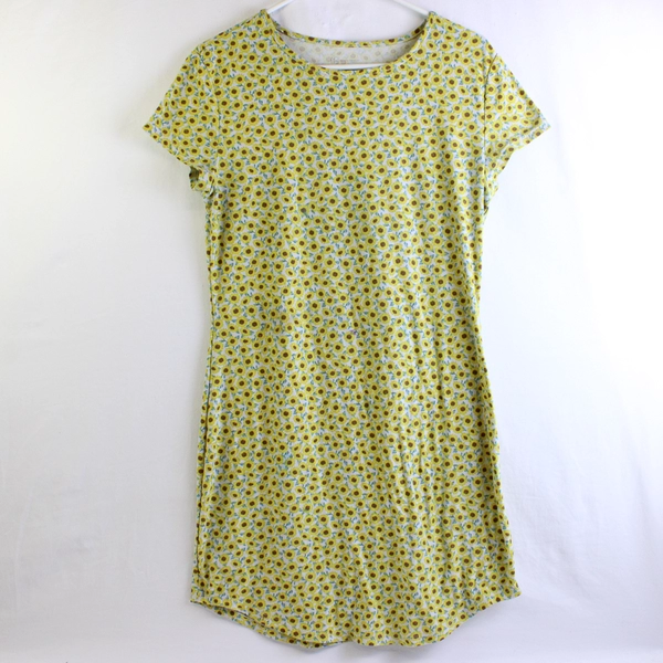 NOBU Women's Sunflower Floral Pattern Short Sleeve Shirt Junior Size L (11-13)