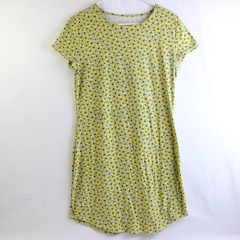 NOBU Women's Sunflower Floral Pattern Short Sleeve Shirt Junior Size L (11-13)