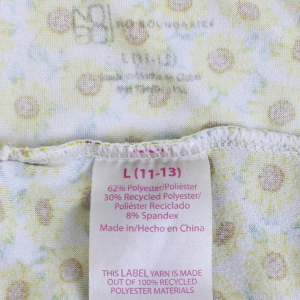 NOBU Women's Sunflower Floral Pattern Short Sleeve Shirt Junior Size L (11-13)