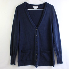 Liz Claiborne Navy Blue Button Up Long Sleeve Cardigan Women's Size M