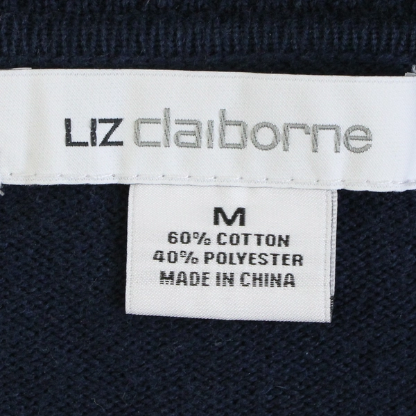 Liz Claiborne Navy Blue Button Up Long Sleeve Cardigan Women's Size M