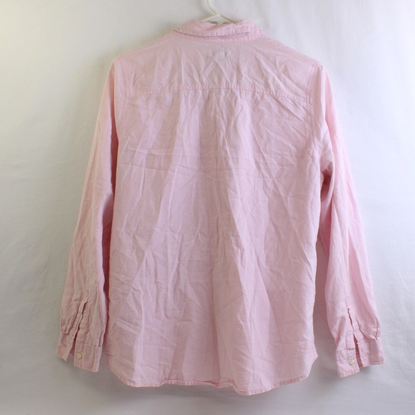 Old Navy Solid Pink Color Long Sleeve Button Up 100% Cotton Women's Size M