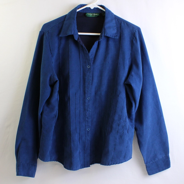 Lemon Grass Studio Dark Blue Long Sleeve Button Up Shirt Womens Size XL
