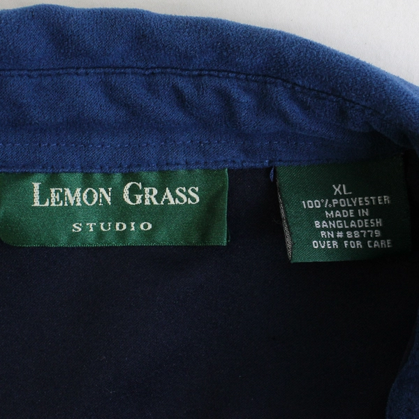 Lemon Grass Studio Dark Blue Long Sleeve Button Up Shirt Womens Size XL