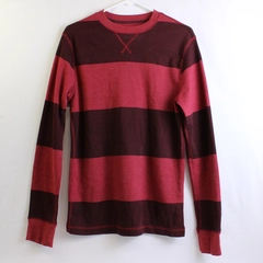 Arizona Jean Red Long Sleeve Horizontal Striped Thermal Shirt Men's Size M