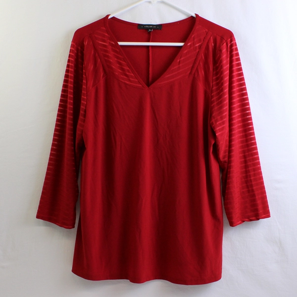 Atelier 29 Red Long Sleeve Solid Red Color Blouse Womens Size XL