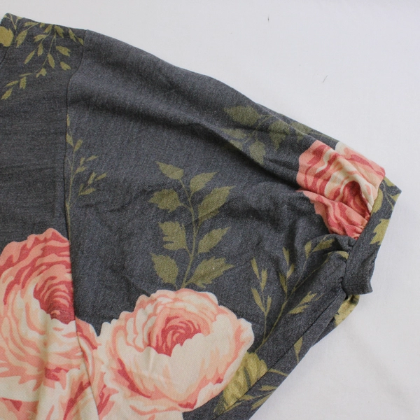 LuLaRoe Women's XXS Gray Floral Balloon Sleeve Blouse