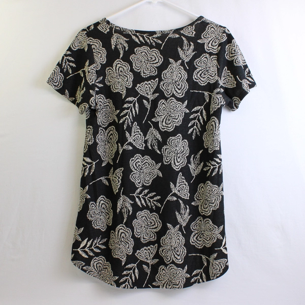 LuLaRoe Women's S Black and Tan Floral Short Sleeve Shirt