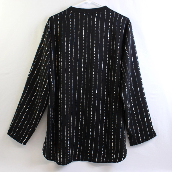 Timeson Black/White Abstaract Pattern Long Sleeve Blouse Womens Size XL