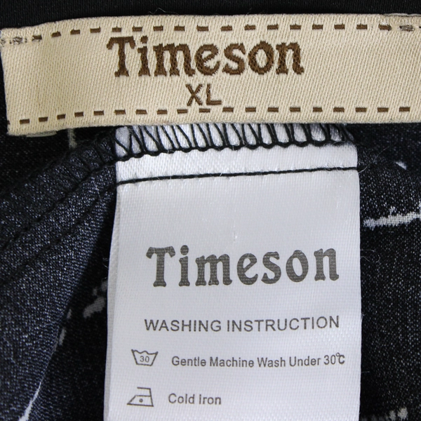 Timeson Black/White Abstaract Pattern Long Sleeve Blouse Womens Size XL